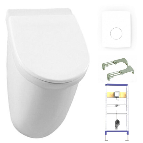 URINAL MIT DECKEL KOMPLETT SET INKL. VORWANDELEMENT SANIT FÜR